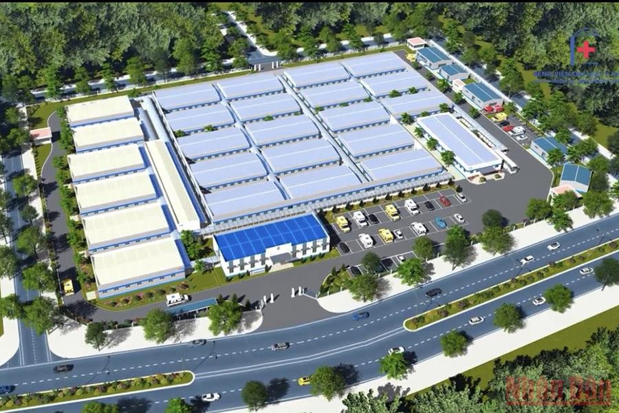 Toàn cảnh khu bệnh viện. Bệnh viện điều trị người bệnh Covid-19 tại Hà Nội hoàn thành sau một tháng xây dựng -0
