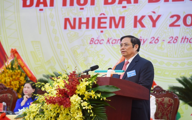 Đồng chí Phạm Minh Chính, Ủy viên Bộ Chính trị, Bí thư T. Ư Đảng, Trưởng ban Tổ chức T.Ư phát biểu chúc mừng Đại hội.