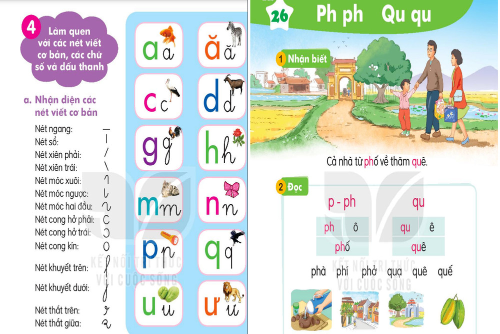 2 chữ cái "p", "qq" không được dạy riêng rẽ trong các buổi riêng mà chỉ xuất hiện ở bài số 26 như một phần cấu thành chữ “ph” và “qu”. (ẢNH CHỤP MÀN HÌNH) Thực hư việc sách Tiếng Việt lớp 1 bỏ dạy chữ “p”, “q” và các vần khó -0