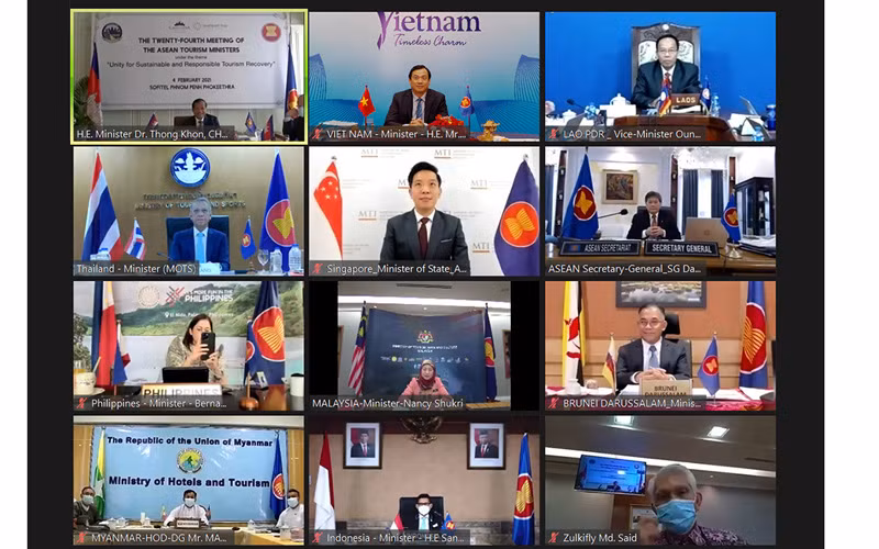 Hội nghị trực tuyến Bộ trưởng Du lịch ASEAN lần thứ 24 (Ảnh: TCDL)