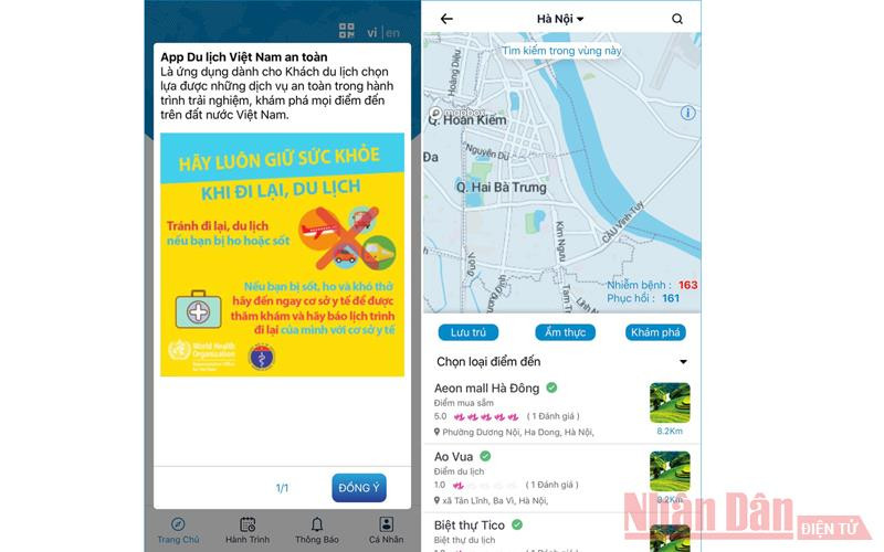 App Du lịch Việt Nam an toàn là một ứng dụng hữu ích cho du khách trong mùa dịch (Ảnh: TRANG LINH) Công ty lữ hành sẽ hoàn, hủy tour hoặc đổi tuyến xa vùng dịch -0
