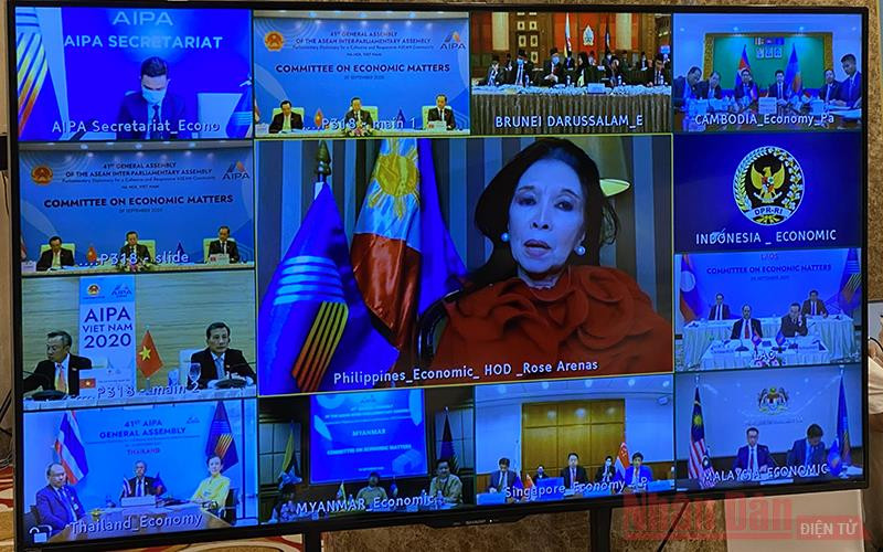 Đại diện đoàn Philippines phát biểu tại hội nghị. Tăng cường gắn kết, chung tay phục hồi kinh tế ASEAN sau đại dịch Covid-19 -0