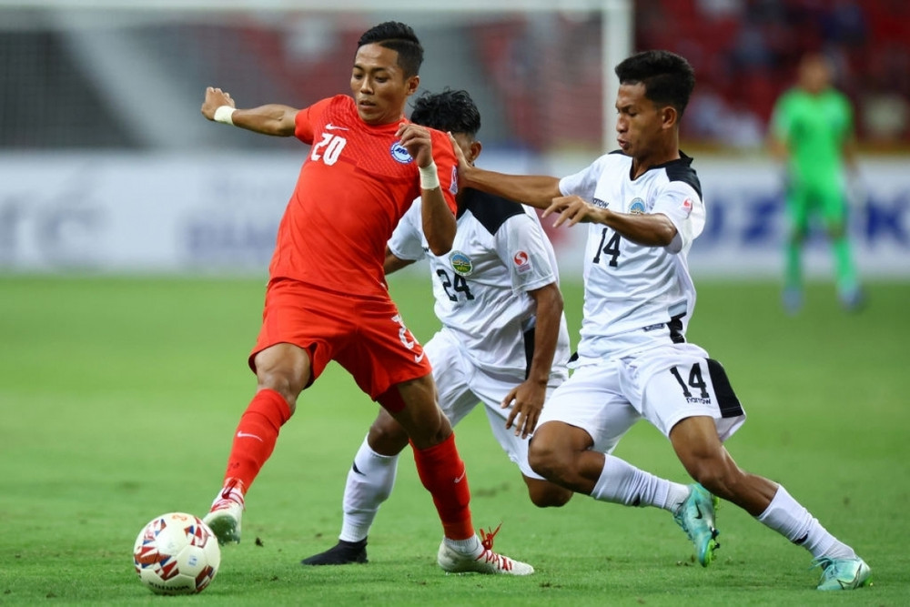 Singapore sớm mở tỷ số trong trận gặp Timor Leste. (Ảnh: Getty) Thái Lan, Singapore giành vé vào bán kết AFF Cup 2020 -0