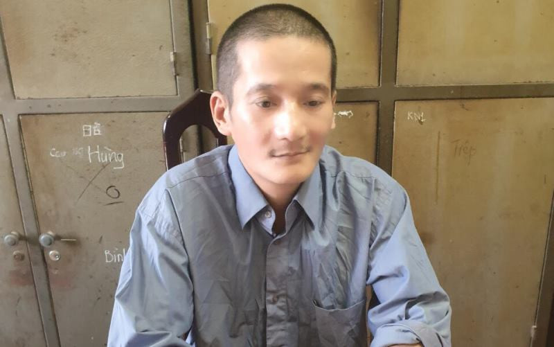 Đối tượng Phạm Duy Đức tại cơ quan công an.
