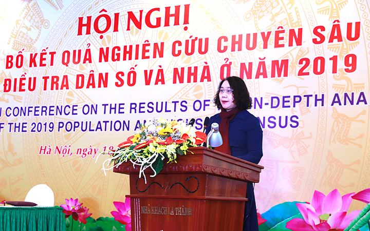 TS Nguyễn Thị Hương, Tổng cục trưởng Tổng cục Thống kê, tại hội nghị (Ảnh: UNFPA).
