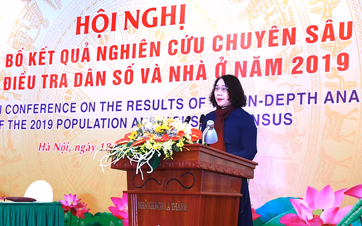 TS Nguyễn Thị Hương, Tổng cục trưởng Tổng cục Thống kê, tại hội nghị (Ảnh: UNFPA).