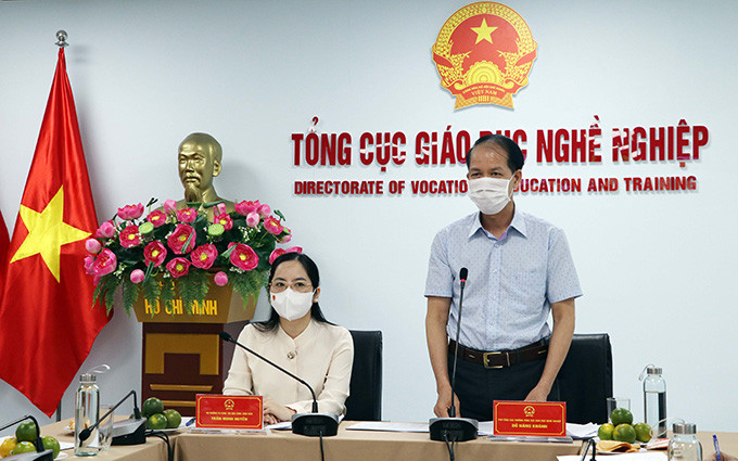 Phó Tổng cục trưởng Tổng cục Giáo dục nghề nghiệp Đỗ Năng Khánh phát biểu tại buổi họp (Ảnh: GDVT). Xét chọn tuyên dương 183 sinh viên, học sinh trường nghề tiêu biểu -0