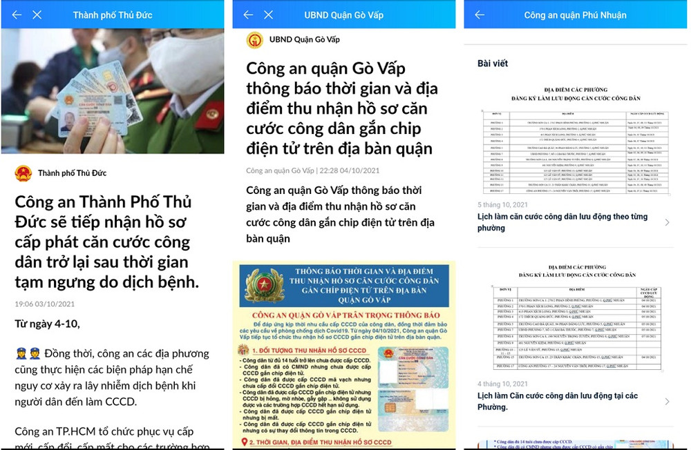 Người dân tìm và quan tâm trang Zalo của quận mình sinh sống để nhận thông tin chính thống được cập nhật hằng ngày. TP Hồ Chí Minh đẩy nhanh tiến độ làm căn cước công dân sau giãn cách -0