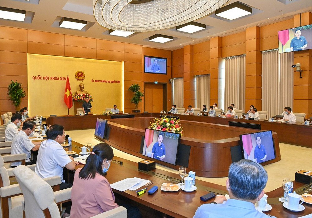 Quang cảnh cuộc họp giữa Đảng đoàn Quốc hội và Ban Cán sự Đảng Chính phủ. Bảo đảm tối đa các điều kiện để tổ chức an toàn, thành công kỳ họp thứ nhất, Quốc hội khóa XV -0