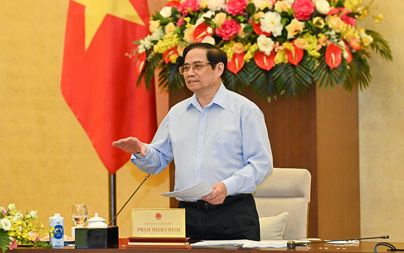 Thủ tướng Phạm Minh Chính phát biểu tại cuộc họp. Bảo đảm tối đa các điều kiện để tổ chức an toàn, thành công kỳ họp thứ nhất, Quốc hội khóa XV -0