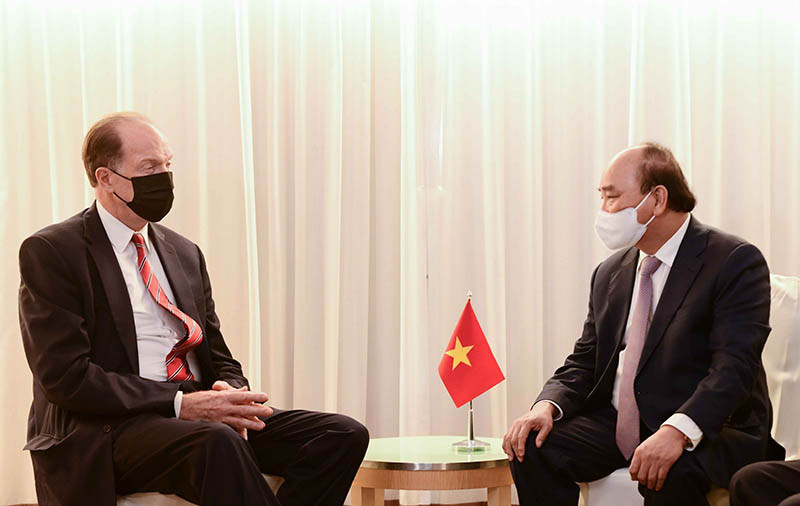 Chủ tịch nước Nguyễn Xuân Phúc gặp Chủ tịch Ngân hàng Thế giới David Malpass. Chủ tịch nước Nguyễn Xuân Phúc gặp lãnh đạo các nước, tổ chức quốc tế -0
