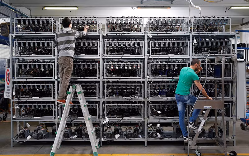 Một cơ sở khai thác tiền mã hóa bitcoin tại Italia. (Ảnh REUTERS) 