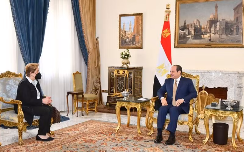 Thư ký UNFCCC Patricia Espinosa và Tổng thống Ai Cập Abdel-Fattah El-Sisi. (Ảnh: presidency.eg)