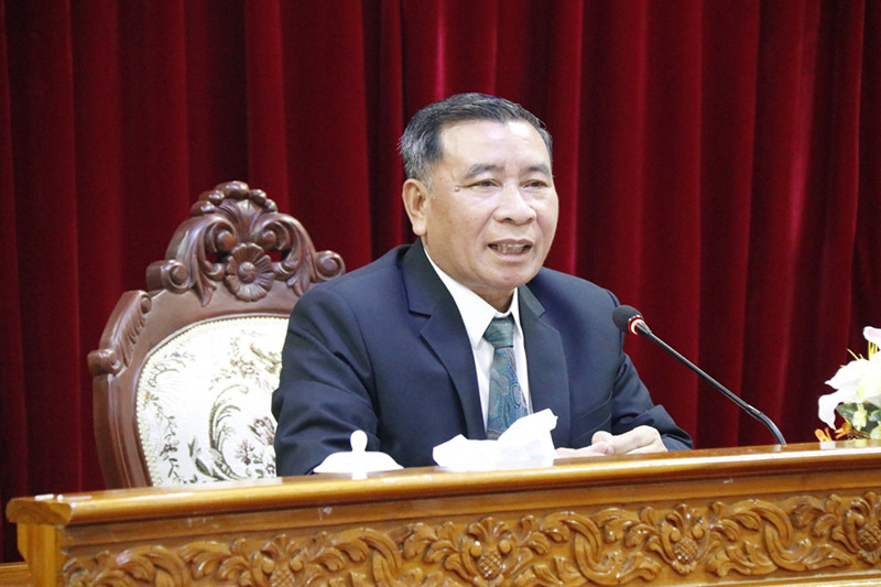 Đồng chí Bounthi Khuamixay phát biểu tại hội nghị. Công bố tác phẩm Hồ Chí Minh toàn tập bằng tiếng Lào -0