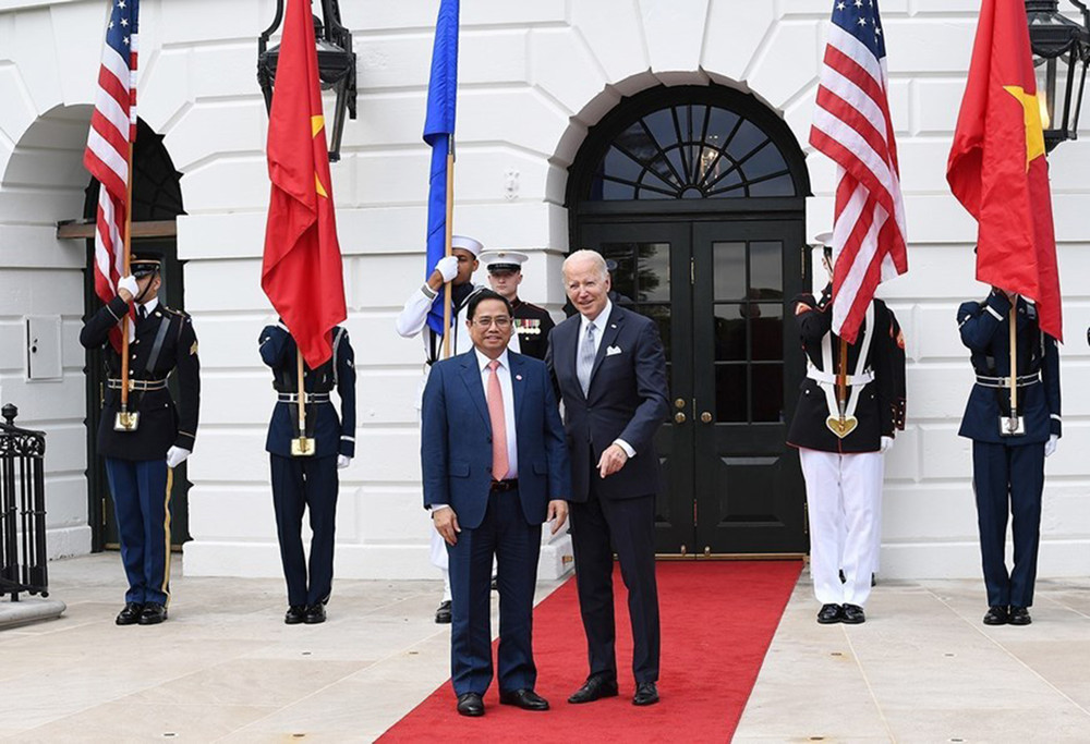 Tổng thống Hoa Kỳ Joseph Robinette Biden Jr. đón Thủ tướng Phạm Minh Chính. Thủ tướng Phạm Minh Chính dự chiêu đãi của Tổng thống Hoa Kỳ Joe Biden -1