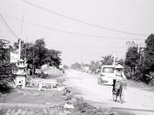 Đoạn đường thi công dang dở.