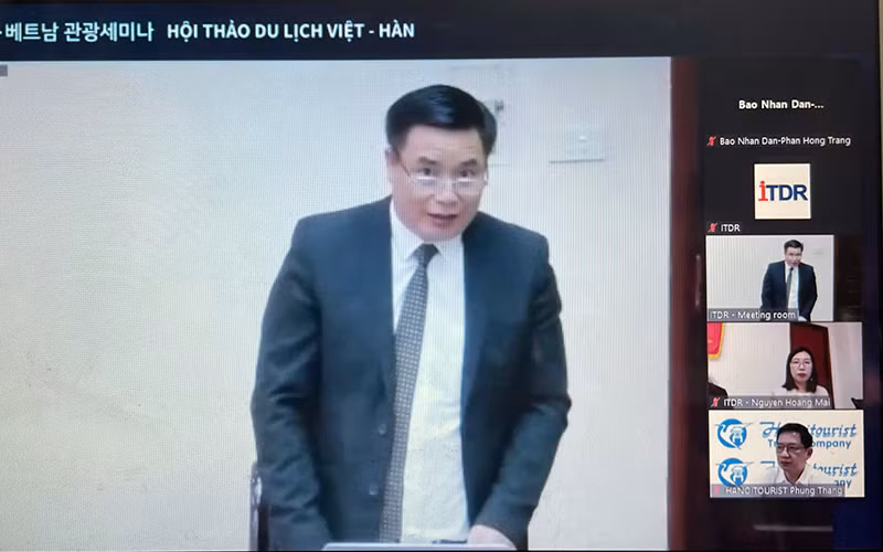 TS Nguyễn Anh Tuấn, Viện trưởng Viện Nghiên cứu Phát triển Du lịch phát biểu tại hội thảo.