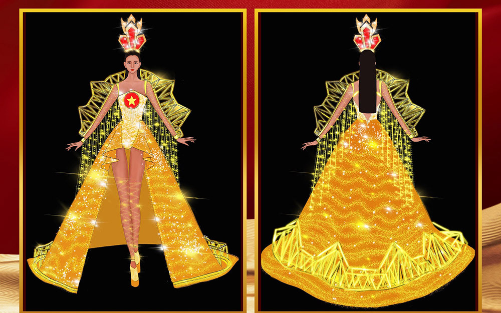 Bài thi "Cầu Long Biên, chứng nhân lịch sử" của thí sinh Nguyễn Hoàng Long. Thiết kế trang phục cho đại diện Việt Nam dự thi Miss Eco tại Ai Cập -0