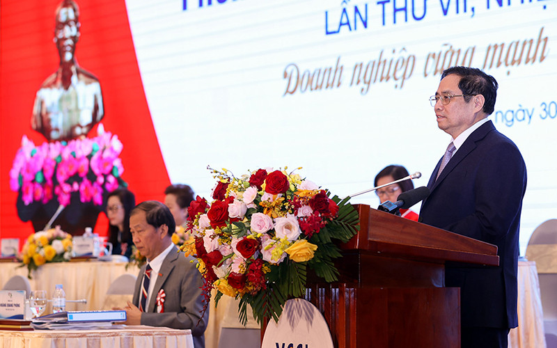 Thủ tướng Phạm Minh Chính phát biểu tại Đại hội. Thực hiện tốt chức năng tập hợp và đại diện cho cộng đồng doanh nghiệp Việt Nam -0