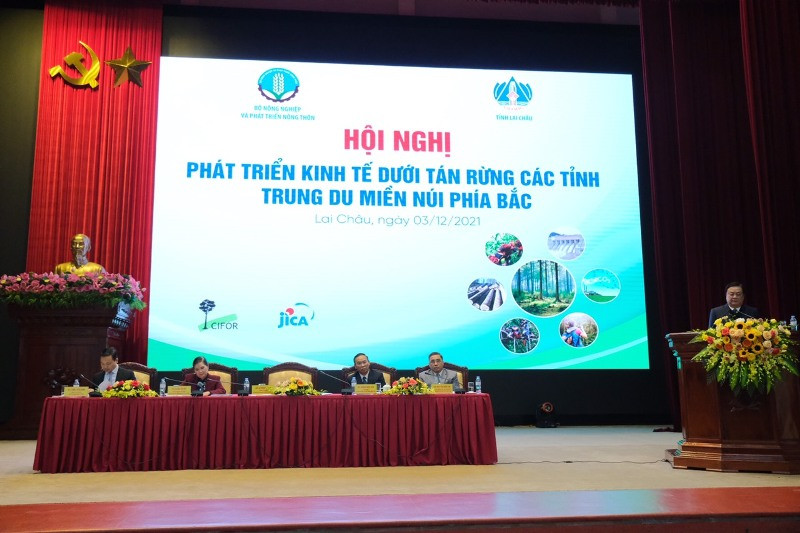 Hội nghị "Phát triển kinh tế dưới tán rừng các tỉnh trung du miền núi phía bắc" tại điểm cầu Lai Châu, ngày 3/12. (Ảnh: HƯƠNG QUỲNH) Vẫn còn nhiều khó khăn trong phát triển kinh tế dưới tán rừng -0