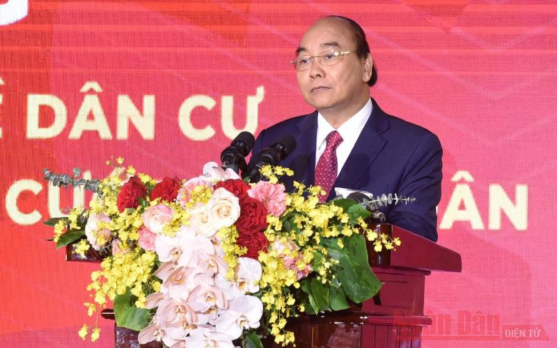Thủ tướng Nguyễn Xuân Phúc phát biểu ý kiến tại buổi lễ. (Ảnh: Trần Hải) Khai trương hệ thống cơ sở dữ liệu quốc gia về dân cư và hệ thống sản xuất, cấp và quản lý căn cước công dân -0