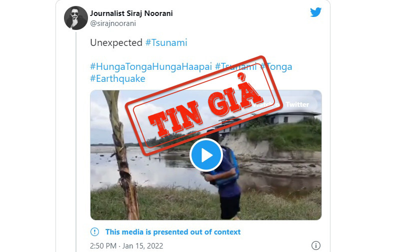Ảnh chụp một bài đăng video với chú thích sai trên mạng xã hội Twitter. 