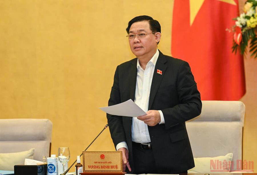 Chủ tịch Quốc hội Vương Đình Huệ phát biểu khai mạc phiên họp. (Ảnh: DUY LINH) Ủy ban Thường vụ Quốc hội sẽ thảo luận về việc chuẩn bị Kỳ họp thứ 3 của Quốc hội -0