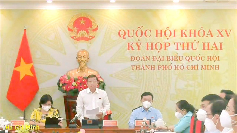 Đại biểu Nguyễn Thanh Sang (đoàn đại biểu Quốc hội TP Hồ Chí Minh) phát biểu từ điểm cầu TP Hồ Chí Minh. (Ảnh: quochoi.vn) Cần thiết bổ sung căn cứ tạm đình chỉ vụ án trong bối cảnh thiên tai, dịch bệnh -0