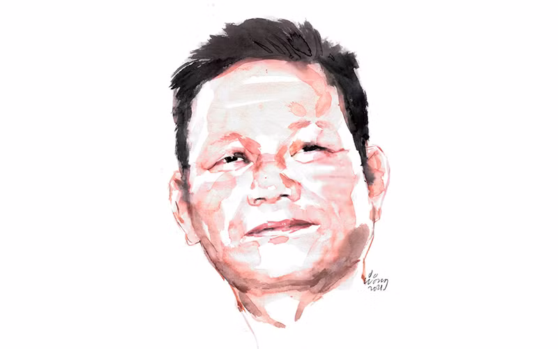 Ký họa chân dung nhà thơ Nguyễn Linh Khiếu của họa sĩ Ðỗ Hoàng Tường.