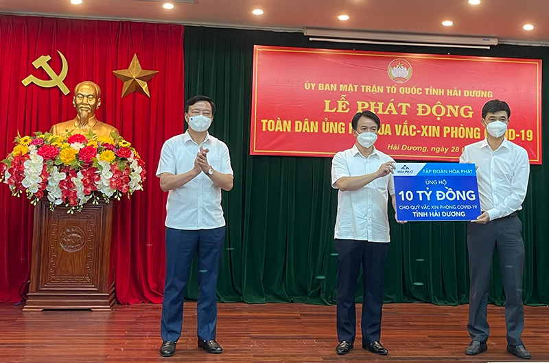 Tập đoàn Hòa Phát ủng hộ Quỹ vaccine Hải Dương 10 tỷ đồng. Hải Dương phát động toàn dân ủng hộ mua vaccine phòng Covid-19 -0