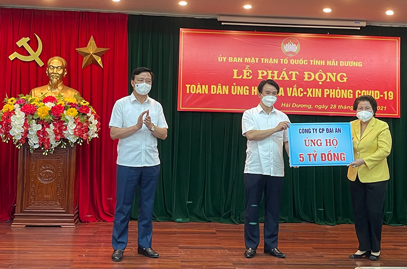 Công ty CP Đại An ủng hộ Quỹ vaccine Hải Dương 5 tỷ đồng. Hải Dương phát động toàn dân ủng hộ mua vaccine phòng Covid-19 -0