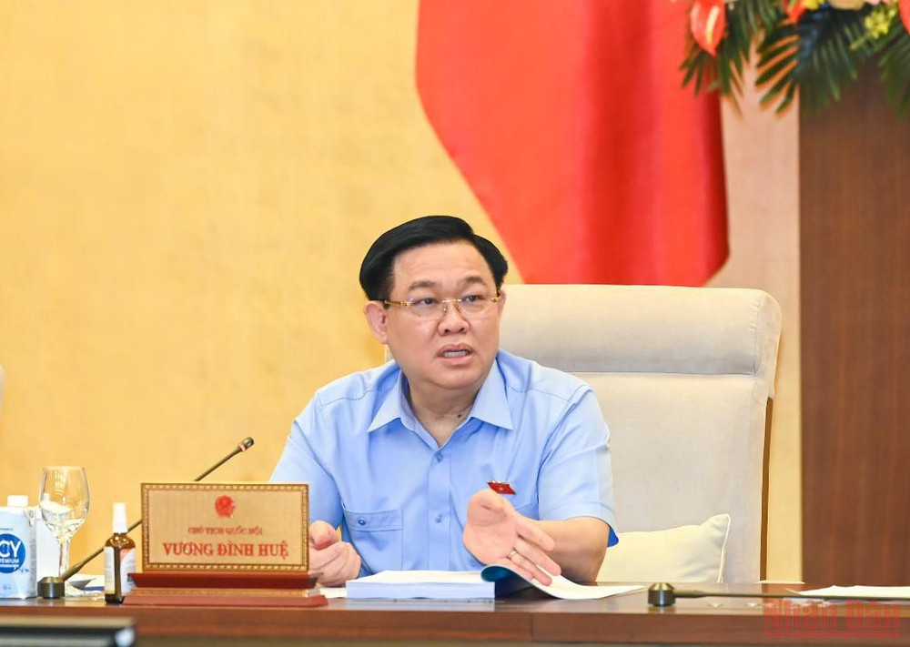 Chủ tịch Quốc hội Vương Đình Huệ phát biểu ý kiến tại phiên họp. (Ảnh Duy Linh). Nâng cao chất lượng, hiệu quả hoạt động Quốc hội -0