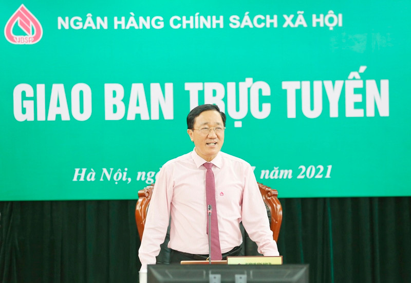 Tổng Giám đốc Dương Quyết Thắng phát biểu tại cuộc họp. Gần 1,3 triệu lượt hộ vay vốn chính sách trong sáu tháng đầu năm -0
