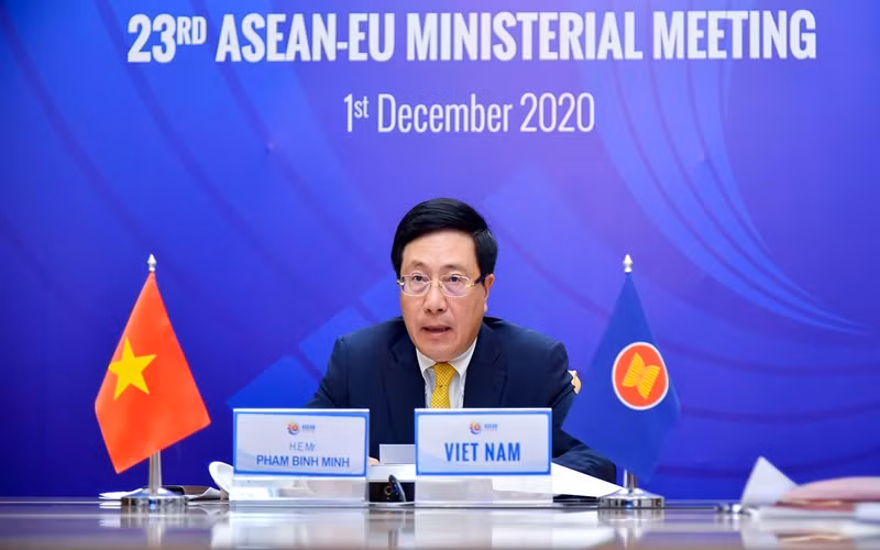 Phó Thủ tướng, Bộ trưởng Ngoại giao Phạm Bình Minh, đại diện cho Việt Nam trong vai trò Chủ tịch ASEAN tham dự Hội nghị. (Ảnh: Bộ Ngoại giao Việt Nam)