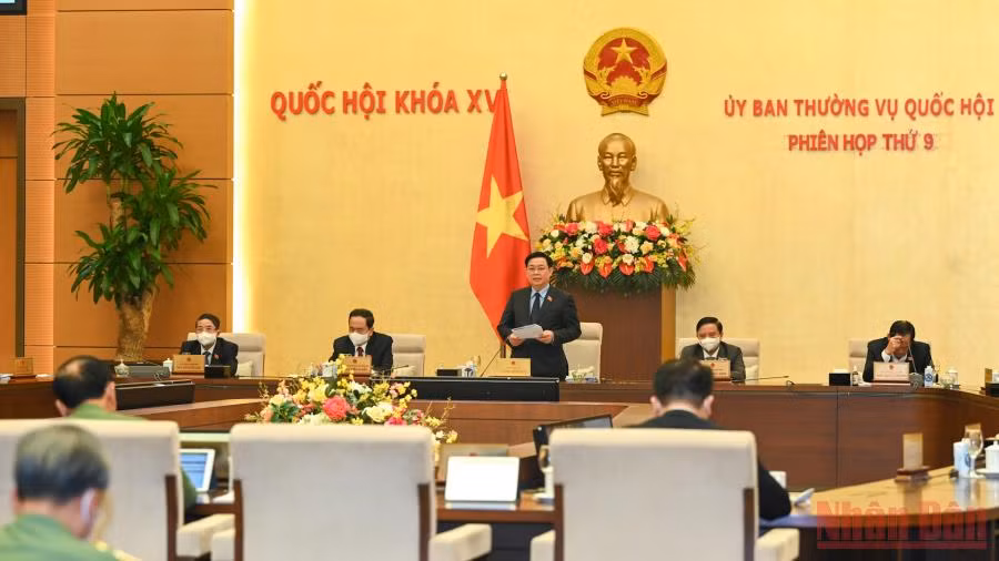 Quang cảnh phiên họp thứ 9 Ủy ban Thường vụ Quốc hội khóa XV. (Ảnh Duy Linh)