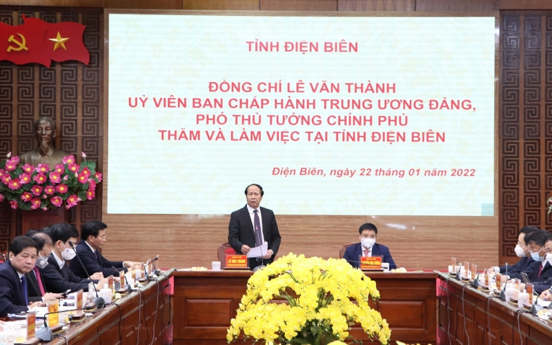 Phó Thủ tướng Chính phủ Lê Văn Thành phát biểu chỉ đạo tại buổi làm việc với Ban Thường vụ Tỉnh ủy Điện Biên.