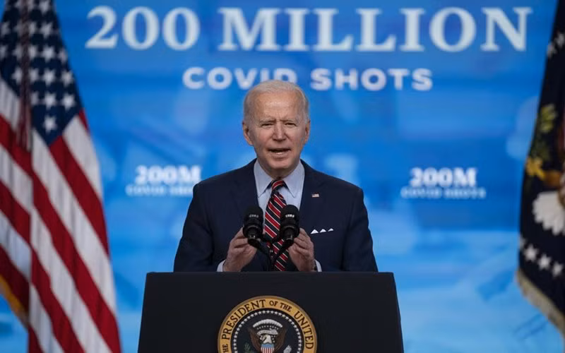 Tổng thống Biden có bài phát biểu tại Nhà trắng, ngày 21-4. (Ảnh: AP)