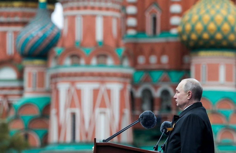 Tổng thống Nga V.Putin phát biểu tại buổi lễ. (Ảnh: TASS) Nga long trọng kỷ niệm Ngày Chiến thắng -0