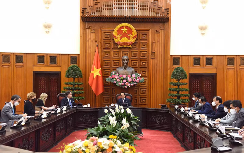 Quang cảnh buổi tiếp. (Ảnh: Trần Hải)