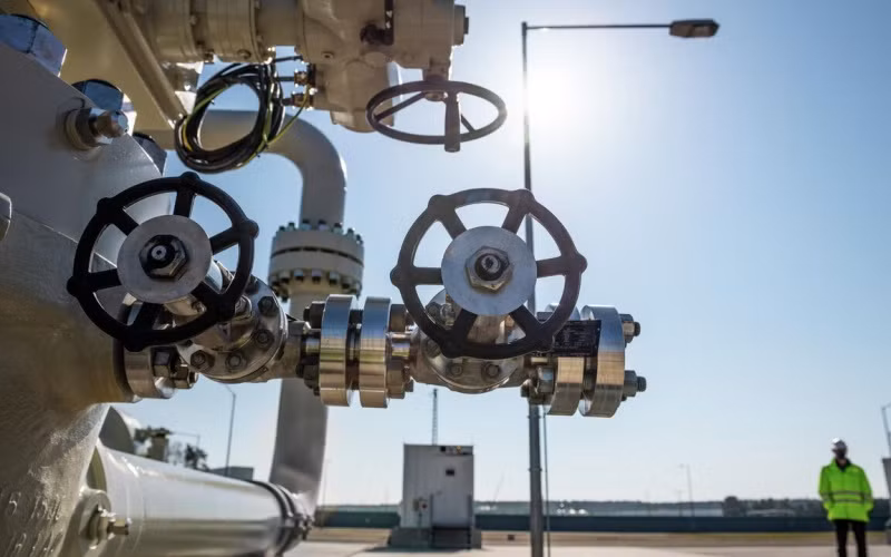 Trạm tiếp nhận của đường ống Dòng chảy Phương Bắc 2 trên biển Baltic. (Ảnh: Sputnik)