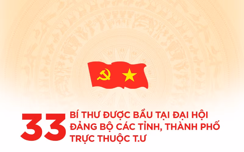 [Infographic] 33 Bí thư được bầu tại Đại hội Đảng bộ các tỉnh, thành phố trực thuộc T.Ư