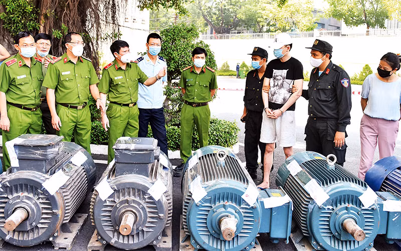 Ma túy được các đối tượng ngụy trang trong các máy bơm trong một vụ án do Bộ Công an và Công an TP Hồ Chí Minh phối hợp triệt phá. Ảnh: Bộ Công an