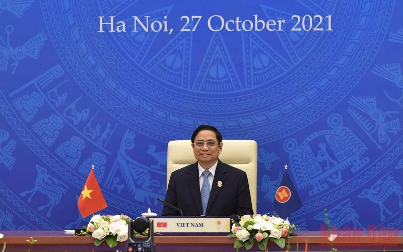 Thủ tướng Chính phủ Phạm Minh Chính dự Hội nghị cấp cao ASEAN - Australia. (Ảnh: Trần Hải)