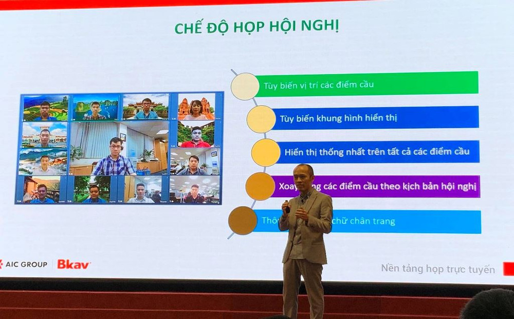 Ông Vũ Ngọc Sơn, Phó Chủ tịch Tập đoàn Công nghệ BKAV chia sẻ về nền tảng họp trực tuyến eMeeting.