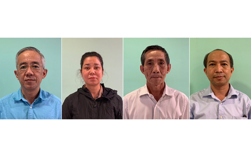 Các bị can từ trái sang phải: Nguyễn Trí Dũng; Phan Thị Bích Hạnh; Nguyễn Đỗ Nguyên; Lương Ngọc Tuấn.
