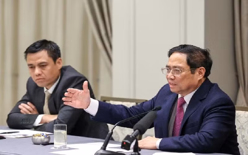 Thủ tướng Phạm Minh Chính phát biểu tại cuộc gặp.