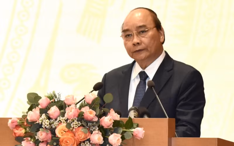 Thủ tướng Nguyễn Xuân Phúc phát biểu tại hội nghị.