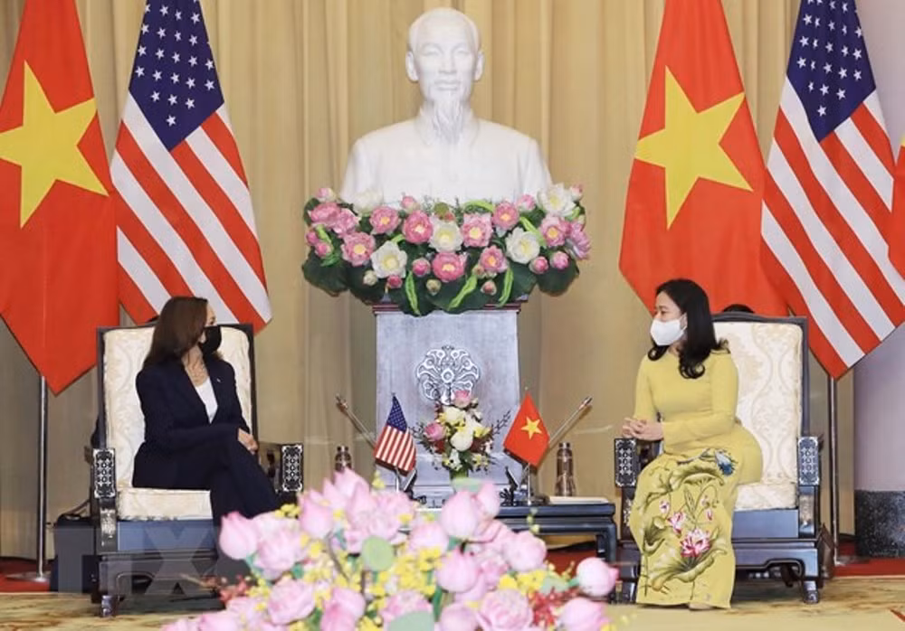 Phó Chủ tịch nước Võ Thị Ánh Xuân tiếp Phó Tổng thống Hoa Kỳ Harris -0