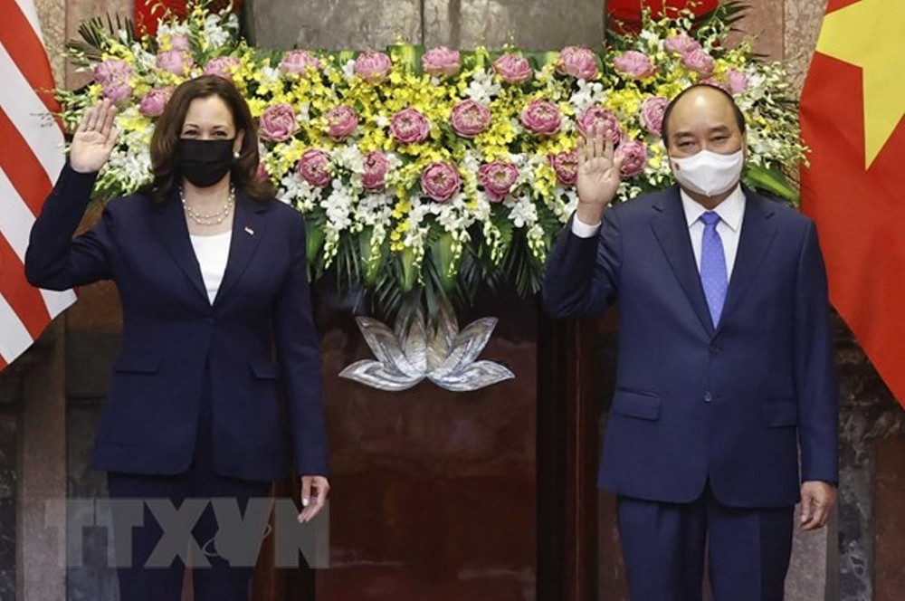 Chủ tịch nước Nguyễn Xuân Phúc tiếp Phó Tổng thống Hoa Kỳ Kamala Harris