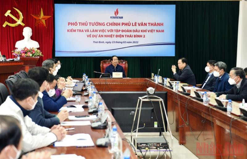 Phó Thủ tướng Lê Văn Thành làm việc với Tập đoàn Dầu khí Quốc gia Việt Nam. Phấn đấu phát điện tổ máy 1 Nhiệt điện Thái Bình 2 vào ngày 30/4 -0
